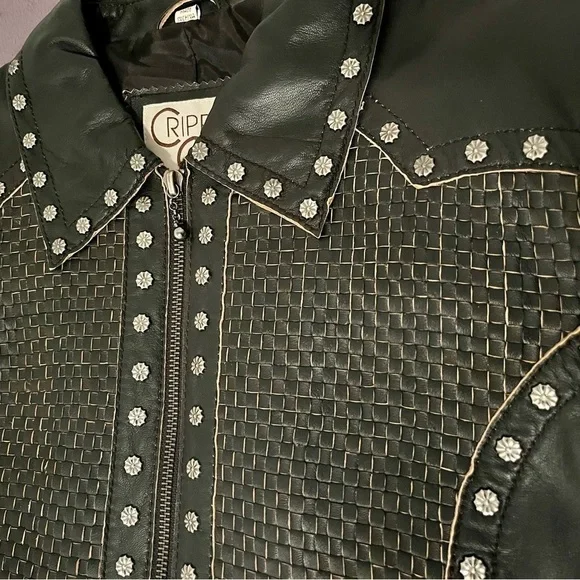 CRIPPLE CREEK Women's Studded Leather Jacket - S
